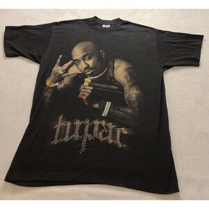 Pro Club Tupac Shakur Graphic Men's T-Shirt Black 2XL Tall Rhinestone HipHop Tee